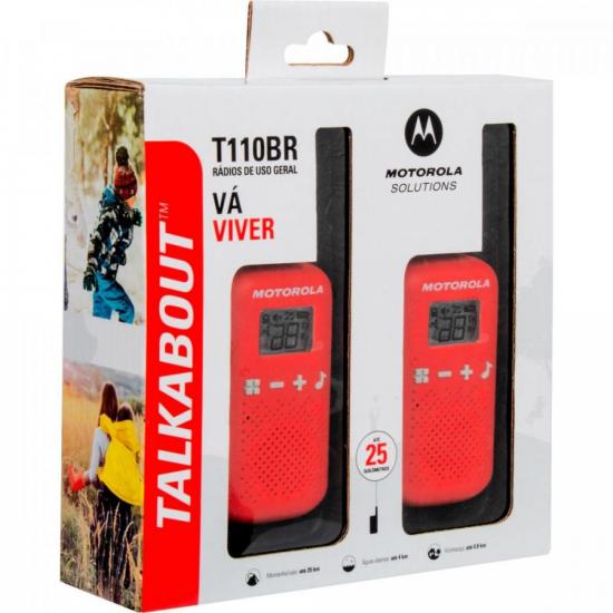 Rádio Comunicador Talkabout Motorola T110BR 25km Vermelho por 289,00 à vista no boleto/pix ou parcele em até 10x sem juros. Compre na loja Mundomax!