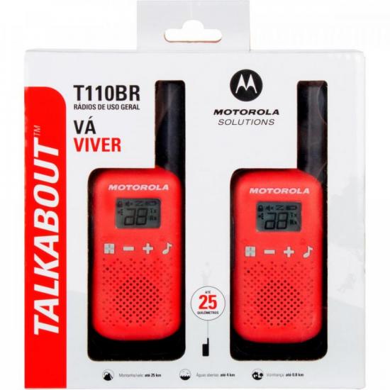 Rádio Comunicador Talkabout Motorola T110BR 25km Vermelho por 289,00 à vista no boleto/pix ou parcele em até 10x sem juros. Compre na loja Mundomax!