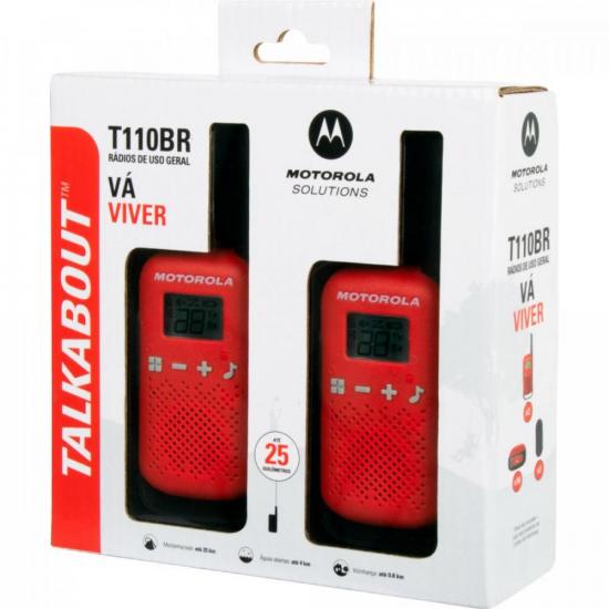 Rádio Comunicador Talkabout Motorola T110BR 25km Vermelho por 289,00 à vista no boleto/pix ou parcele em até 10x sem juros. Compre na loja Mundomax!