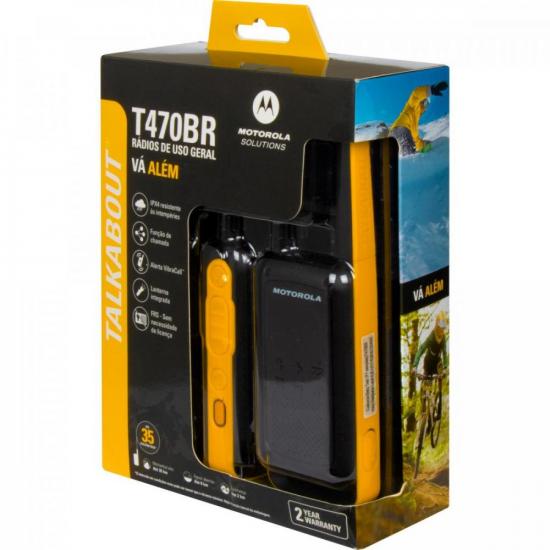 Par Rádio Comunicador Talkabout Motorola T470BR 35km Amarelo/Preto por 689,00 à vista no boleto/pix ou parcele em até 10x sem juros. Compre na loja Mundomax!