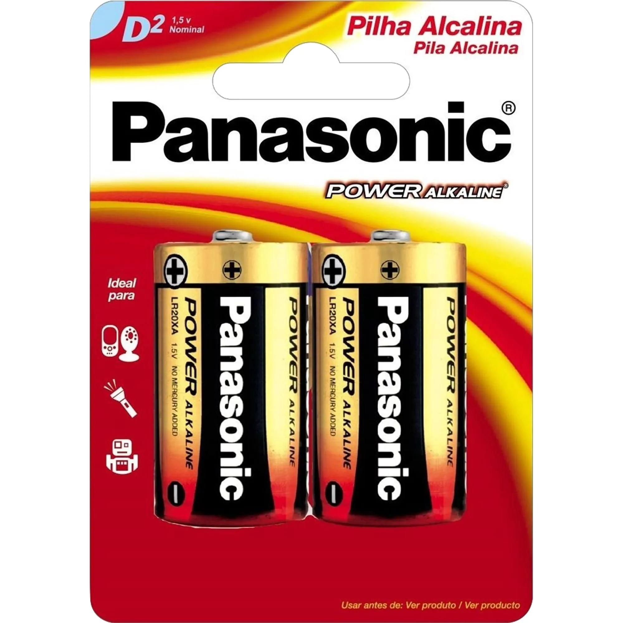 Pilha Alcalina 1,5V D (C/2 Pilhas) Panasonic (71791)