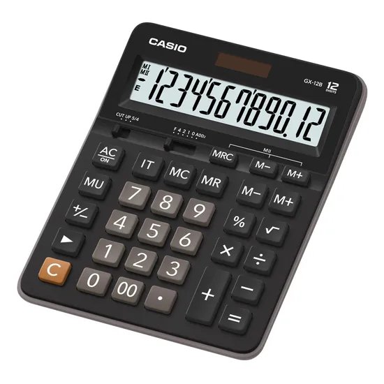 Calculadora de Mesa Casio GX-12B 12 Dígitos Preta por 98,99 à vista no boleto/pix ou parcele em até 3x sem juros. Compre na loja Mundomax!