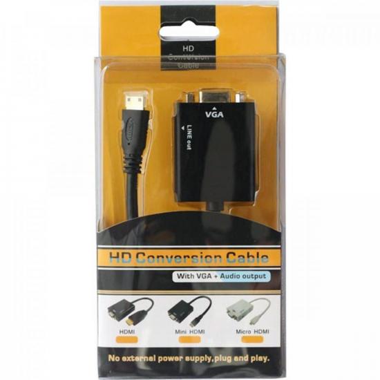 Conversor HDMI Para VGA de Áudio Cabo P2 CN-1072 Preto YUHUAN por 104,90 à vista no boleto/pix ou parcele em até 4x sem juros. Compre na loja Mundomax!