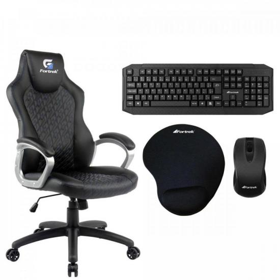 Kit Cadeira FORTREK Blackfire Preta/Azul + Acessórios (71914)