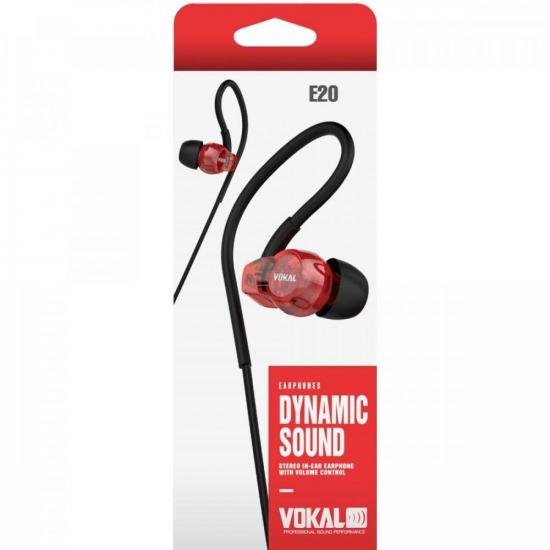 Fone de Ouvido E20 In Ear Vermelho VOKAL por 0,00 à vista no boleto/pix ou parcele em até 1x sem juros. Compre na loja Mundomax!