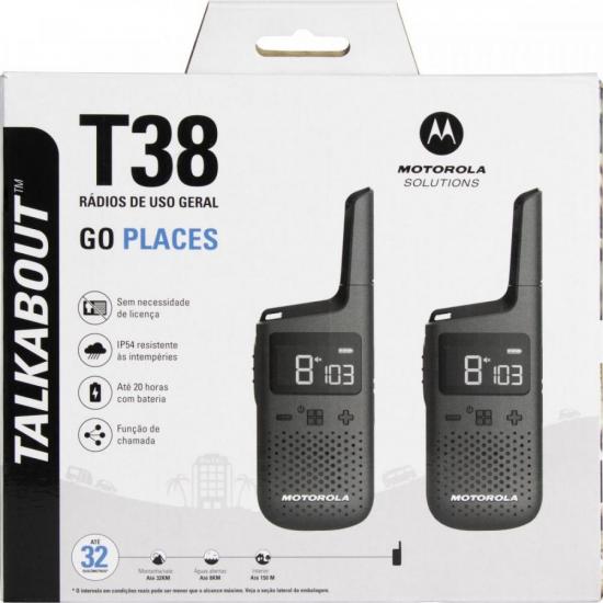 Rádio Comunicador Talkabout Motorola T38BR 32km Preto por 534,99 à vista no boleto/pix ou parcele em até 10x sem juros. Compre na loja Mundomax!