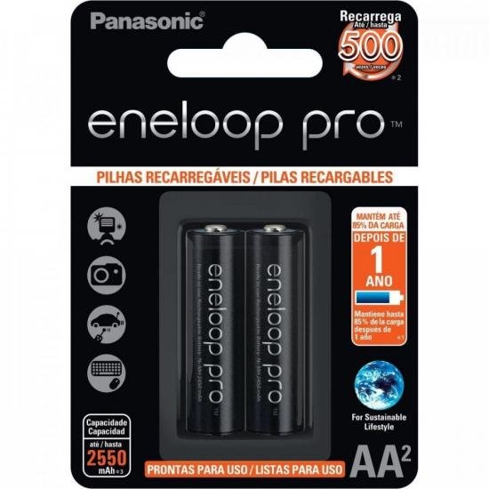 Pilha Recarregável 1,2V AA 2550mAh Eneloop Pro (C/2 Pilhas) Panasonic