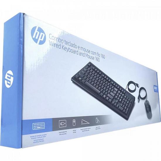 Kit Teclado + Mouse USB 160 Preto HP por 159,99 à vista no boleto/pix ou parcele em até 6x sem juros. Compre na loja Mundomax!