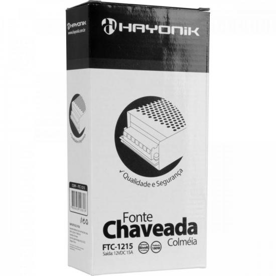 Fonte Colmeia 12VDC 15A 180W Bivolt Manual FTC1215 HAYONIK por 159,00 à vista no boleto/pix ou parcele em até 6x sem juros. Compre na loja Mundomax!