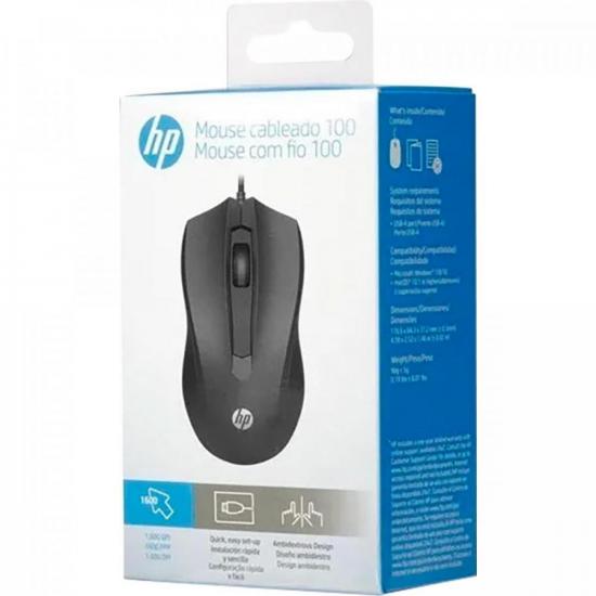 Mouse USB 1600DPI 100 Preto HP por 44,90 à vista no boleto/pix ou parcele em até 1x sem juros. Compre na loja Mundomax!