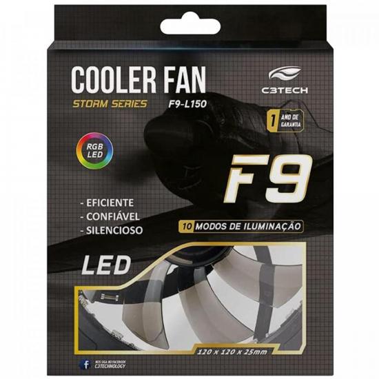 Cooler Fan 12cm RGB 18 LED Storm F9-L150RGB C3Tech por 29,99 à vista no boleto/pix ou parcele em até 1x sem juros. Compre na loja Mundomax!