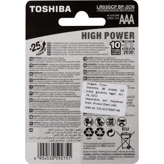 Pilha Alcalina AAA 1,5V LR03GCP (C/2 Pilhas) Toshiba por 10,00 à vista no boleto/pix ou parcele em até 1x sem juros. Compre na loja Mundomax!