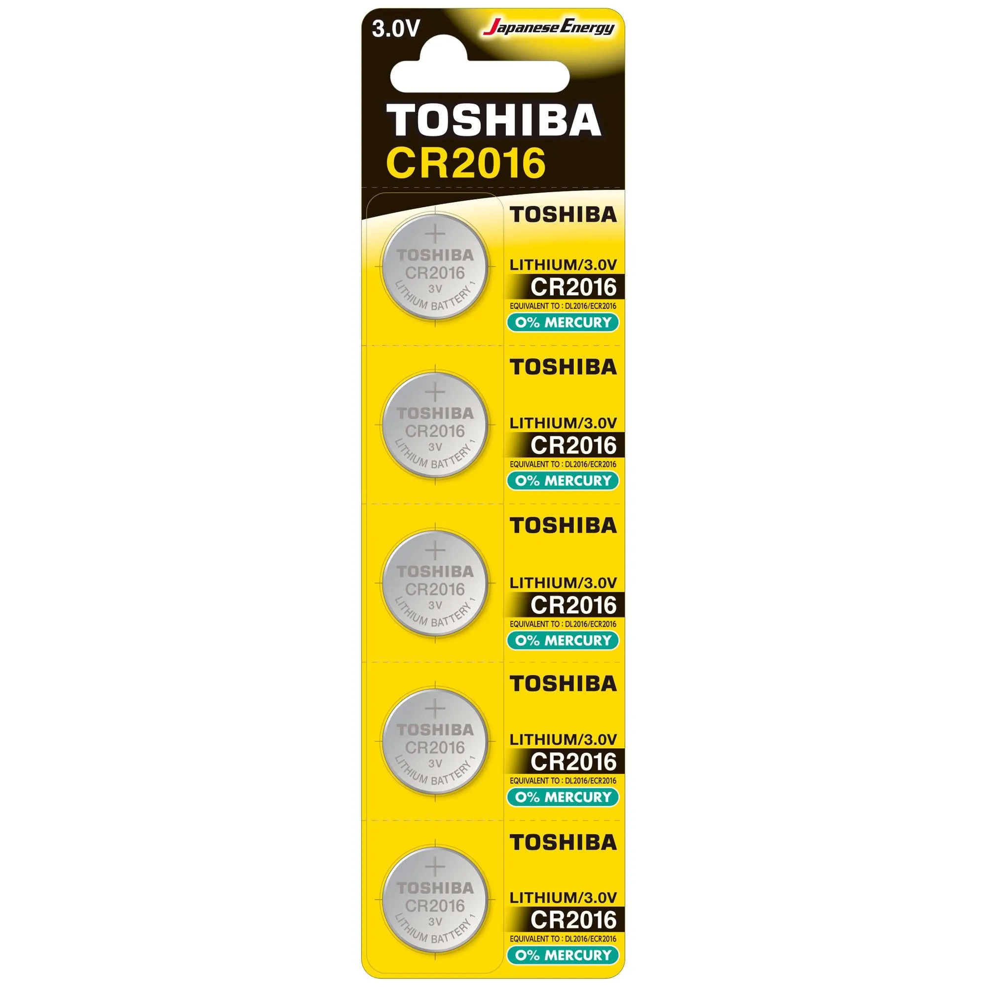 Pilha Moeda Lithium 3V CR2016 (C/5 Pilhas) Toshiba (72469)