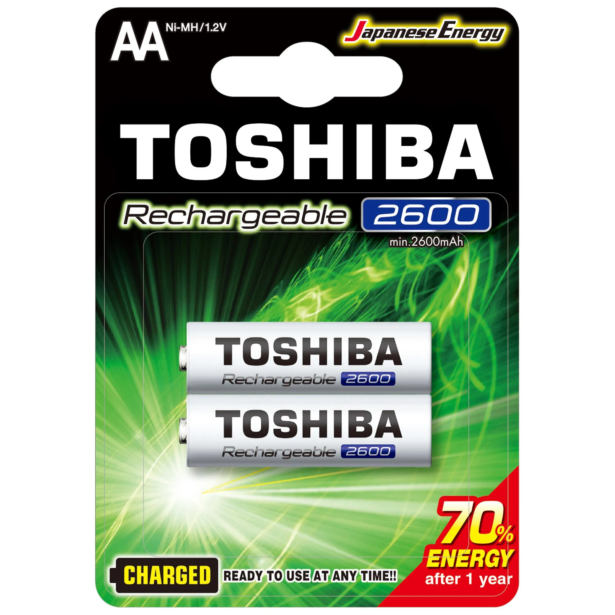 Pilha Recarregável AA 1,2v 2600mAh TNH6GAE (C/2 Pilhas) Toshiba (72473)