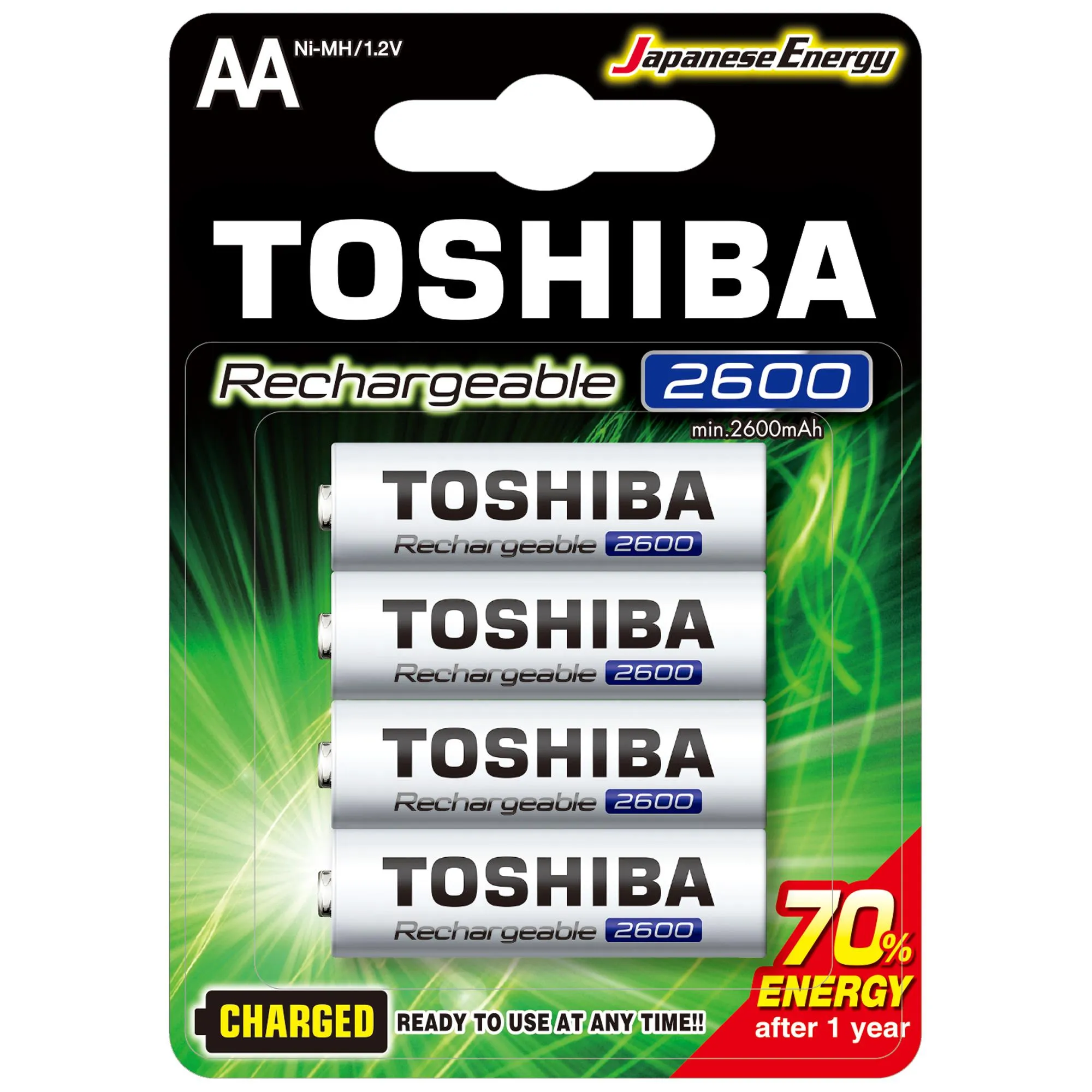 Pilha Recarregável AA 1,2v 2600mAh TNH6GAE (C/4 Pilhas) Toshiba (72475)