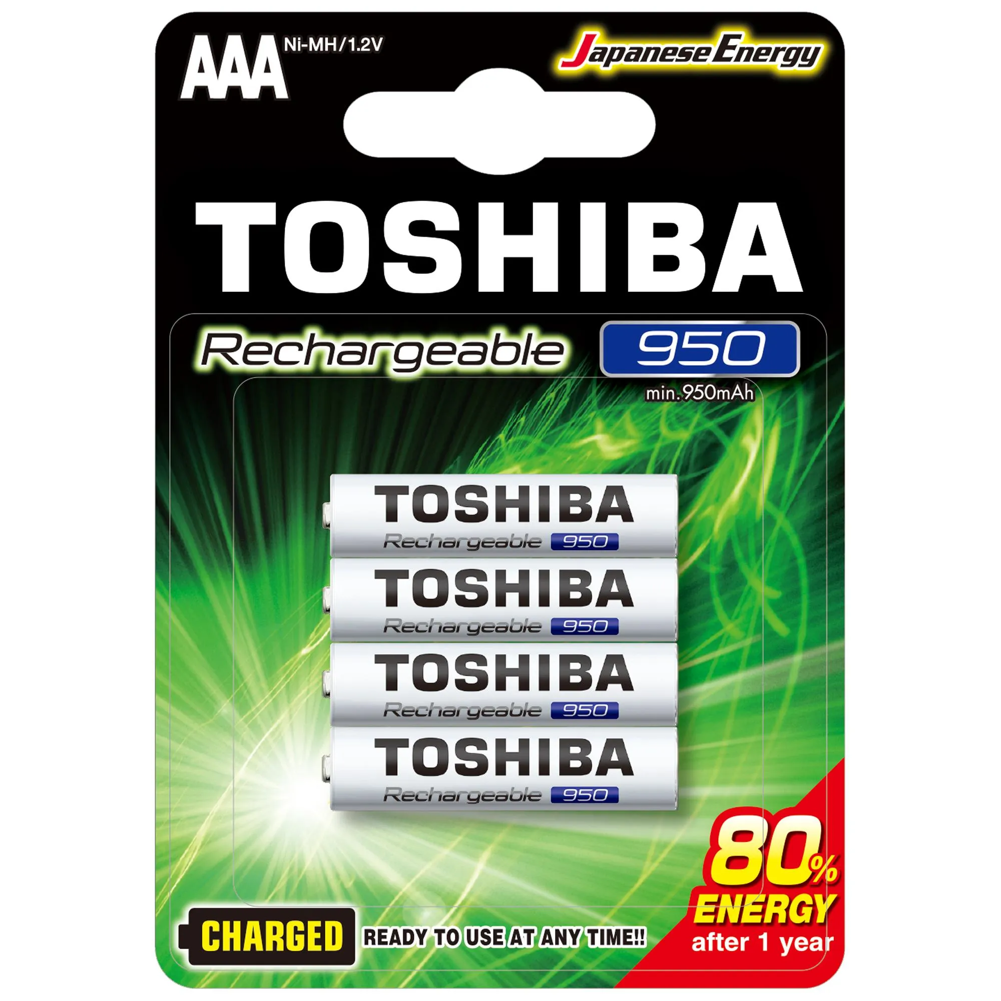 Pilha Recarregável AAA 1,2V 950mAh TNH03GAE (C/4 Pilhas) Toshiba (72477)