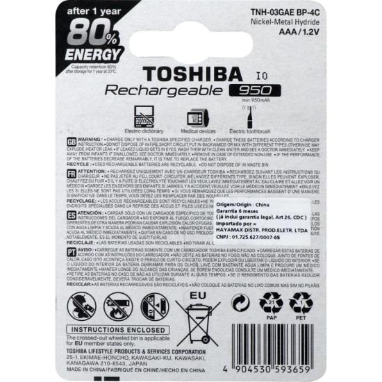 Pilha Recarregável AAA 1,2V 950mAh TNH03GAE (C/4 Pilhas) Toshiba por 43,00 à vista no boleto/pix ou parcele em até 1x sem juros. Compre na loja Mundomax!