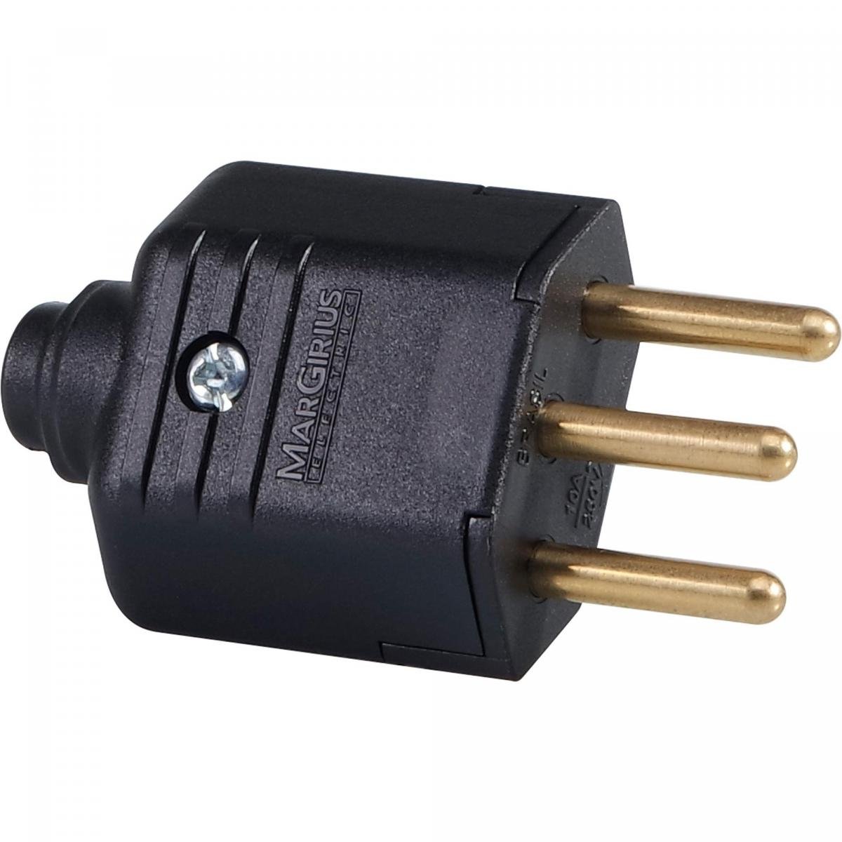 Plug 3 Pinos 180° 10A PLD1-3 Preto MarGirius - Mundomax