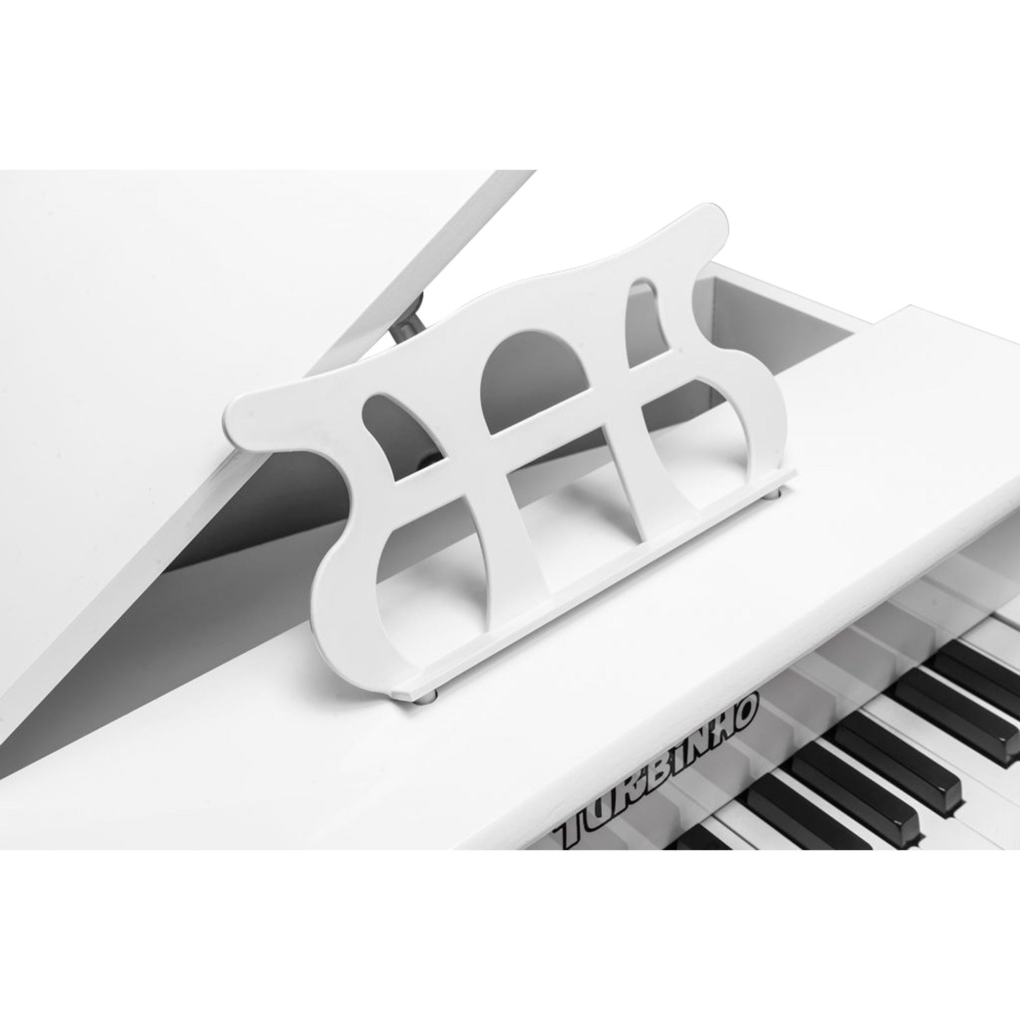 Mini Piano Infantil de Cauda Turbinho 30 Branco - Mundomax