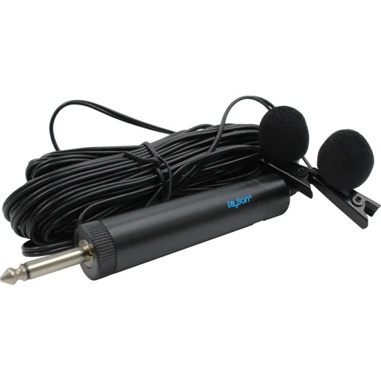 Microfone de Lapela Duplo Leson ML100DR Com Fio Preto (72813)
