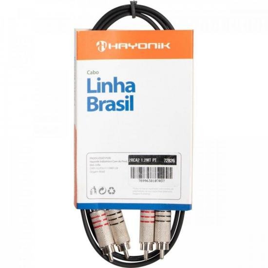 Cabo de Áudio Hayonik Linha Brasil 2 RCA x 2 RCA 1,2m Preto por 31,99 à vista no boleto/pix ou parcele em até 1x sem juros. Compre na loja Mundomax!