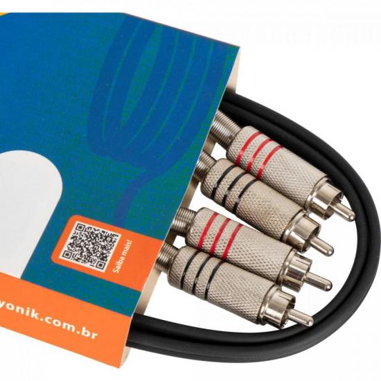 Cabo de Áudio Hayonik Linha Brasil 2 RCA x 2 RCA 1,2m Preto por 31,99 à vista no boleto/pix ou parcele em até 1x sem juros. Compre na loja Mundomax!