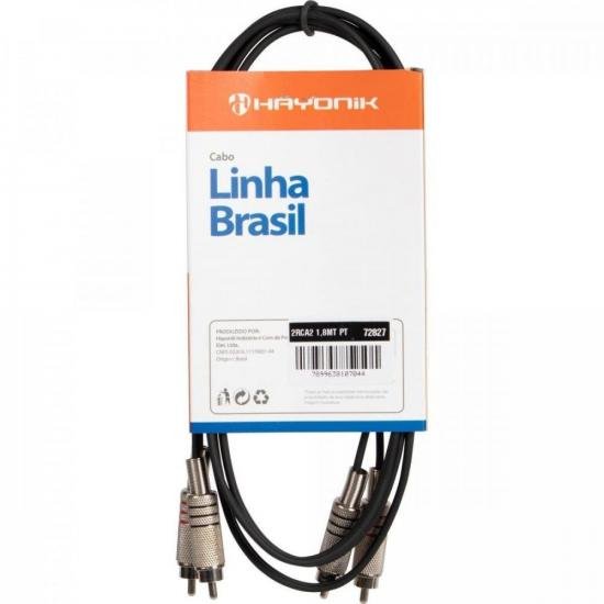 Cabo de Áudio Hayonik Linha Brasil 2 RCA x 2 RCA 1,8m Preto por 30,99 à vista no boleto/pix ou parcele em até 1x sem juros. Compre na loja Mundomax!
