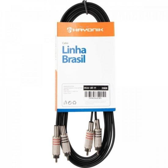 Cabo de Áudio HAYONIK Linha Brasil 2 RCA x 2 RCA 3m Preto por 42,99 à vista no boleto/pix ou parcele em até 1x sem juros. Compre na loja Mundomax!