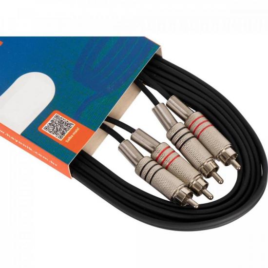Cabo de Áudio HAYONIK Linha Brasil 2 RCA x 2 RCA 3m Preto por 42,99 à vista no boleto/pix ou parcele em até 1x sem juros. Compre na loja Mundomax!