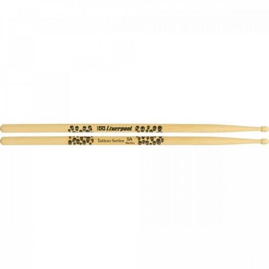 Baqueta para Bateria 5A Tattoo Series Caveira Marfim LIVERPOOL por 0,00 à vista no boleto/pix ou parcele em até 1x sem juros. Compre na loja Mundomax!