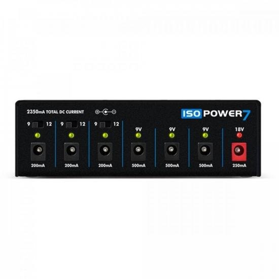 Fonte isolada para 7 Pedais ISOPOWER 7 preta LANDSCAPE por 0,00 à vista no boleto/pix ou parcele em até 1x sem juros. Compre na loja Mundomax!