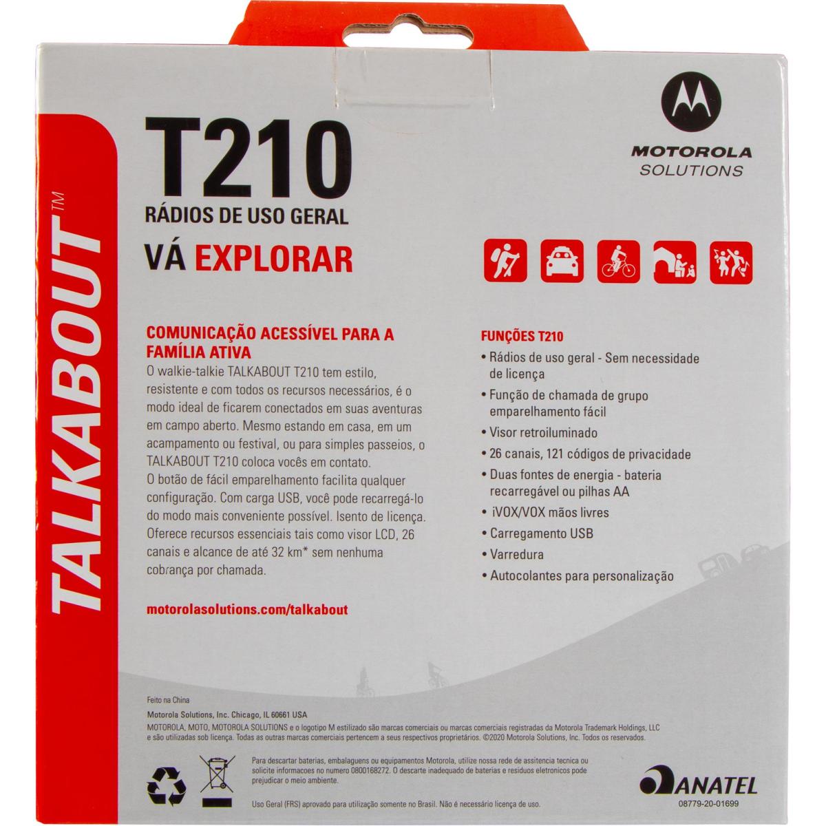 Rádio Comunicador Talkabout Motorola T210BR 32km Vermelho/Preto