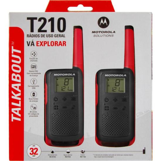 Rádio Comunicador Talkabout Motorola T210BR 32km Vermelho/Preto por 419,00 à vista no boleto/pix ou parcele em até 10x sem juros. Compre na loja Mundomax!