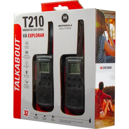 Rádio Comunicador Talkabout Motorola T210BR 32km Vermelho/Preto por 419,00 à vista no boleto/pix ou parcele em até 10x sem juros. Compre na loja Mundomax!