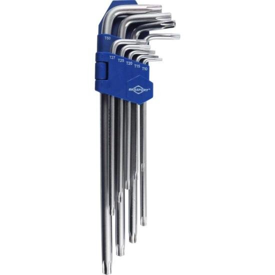 Kit de Chaves Hexalobular Extra Longa Com 9 Peças T10 a T50 Brasfort por 35,00 à vista no boleto/pix ou parcele em até 1x sem juros. Compre na loja Mundomax!
