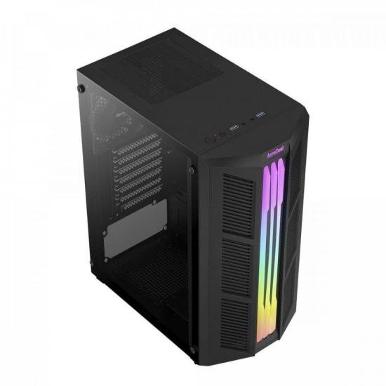 Gabinete Gamer Aerocool Prime Preto RGB Lateral Vidro por 279,46 à vista no boleto/pix ou parcele em até 10x sem juros. Compre na loja Aerocool!