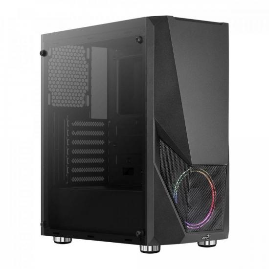 Gabinete Gamer Aerocool Zauron Saturn Preto RGB Lateral Vidro por 448,00 à vista no boleto/pix ou parcele em até 10x sem juros. Compre na loja Mundomax!