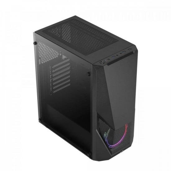 Gabinete Gamer Aerocool Zauron Saturn Preto RGB Lateral Vidro por 448,00 à vista no boleto/pix ou parcele em até 10x sem juros. Compre na loja Mundomax!