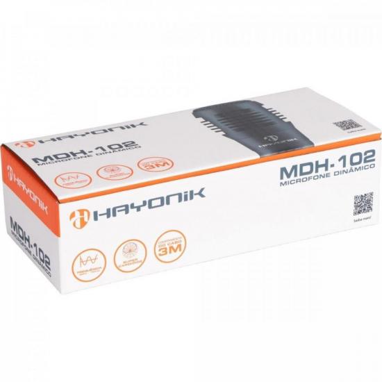 Microfone Hayonik MDH-102 Dinâmico Supercardióide Cabo 3M Preto por 23,00 à vista no boleto/pix ou parcele em até 1x sem juros. Compre na loja Mundomax!