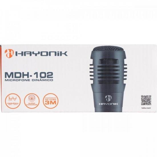 Microfone Hayonik MDH-102 Dinâmico Supercardióide Cabo 3M Preto por 23,00 à vista no boleto/pix ou parcele em até 1x sem juros. Compre na loja Mundomax!
