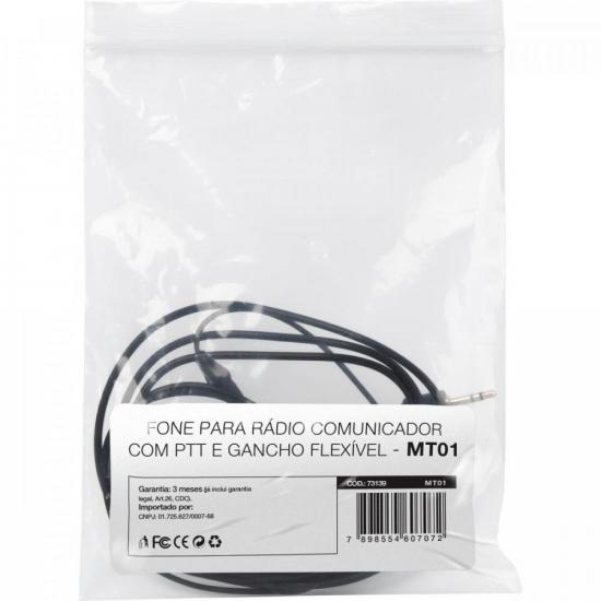 Fone Para Rádio Comunicador C/PTT MT01 Preto por 33,99 à vista no boleto/pix ou parcele em até 1x sem juros. Compre na loja Mundomax!