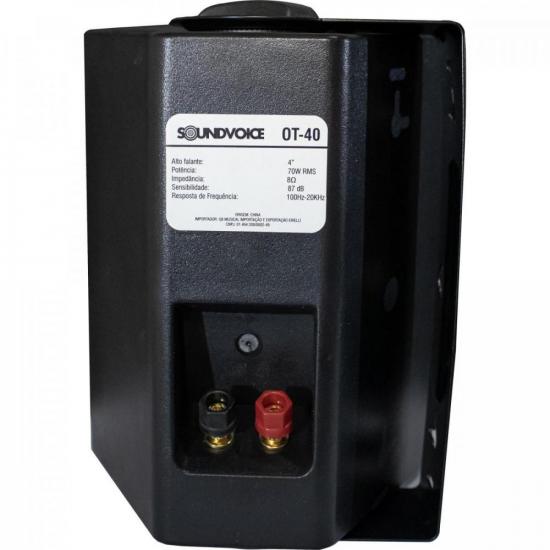 Caixa Acústica Passiva Outdoor OT40 Preta SOUNDVOICE por 293,90 à vista no boleto/pix ou parcele em até 10x sem juros. Compre na loja Mundomax!