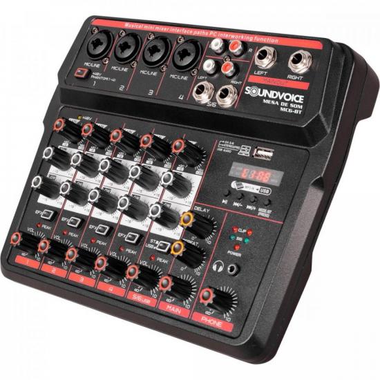 Mesa de Som Compacta Bluetooth MC6 SOUNDVOICE por 560,00 à vista no boleto/pix ou parcele em até 10x sem juros. Compre na loja Mundomax!