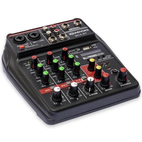 Mesa de Som Compacta Bluetooth MC4 SOUNDVOICE por 329,00 à vista no boleto/pix ou parcele em até 10x sem juros. Compre na loja Mundomax!