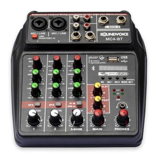 Mesa de Som Compacta Bluetooth MC4 SOUNDVOICE por 329,00 à vista no boleto/pix ou parcele em até 10x sem juros. Compre na loja Mundomax!