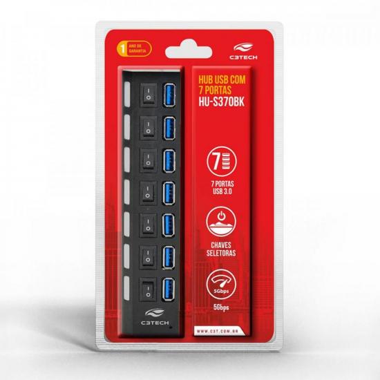 HUB USB 3.0 Portas com Chave HU-S370 Preto C3TECH por 179,99 à vista no boleto/pix ou parcele em até 7x sem juros. Compre na loja Mundomax!
