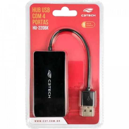 HUB USB C3Tech 2.0 Com 4 Portas HU-220 Preto por 22,99 à vista no boleto/pix ou parcele em até 1x sem juros. Compre na loja Mundomax!
