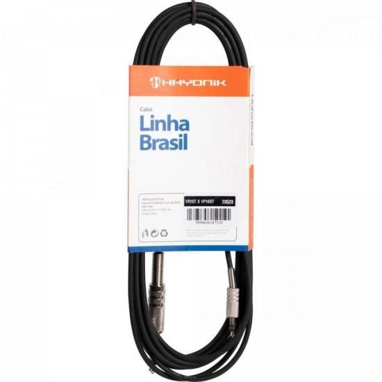 Cabo de Áudio Hayonik Linha Brasil P2 Estéreo x P10 Estéreo 5m Preto por 55,00 à vista no boleto/pix ou parcele em até 2x sem juros. Compre na loja Mundomax!
