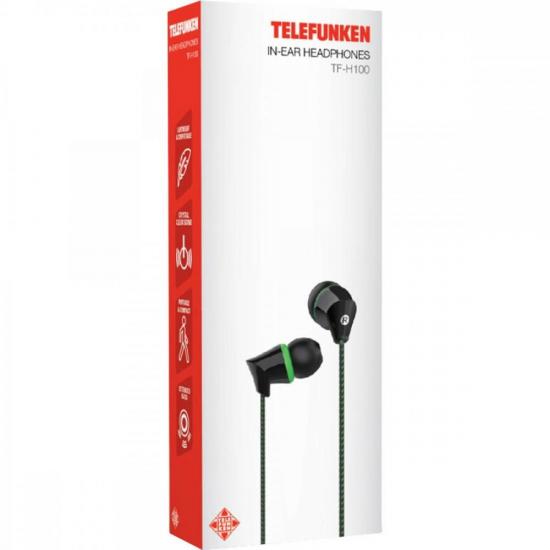 Fone de Ouvido In-Ear H100 Preto/Verde TELEFUNKEN por 23,90 à vista no boleto/pix ou parcele em até 1x sem juros. Compre na loja Mundomax!