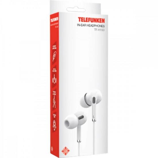 Fone de Ouvido In-Ear H150 Branco TELEFUNKEN por 29,90 à vista no boleto/pix ou parcele em até 1x sem juros. Compre na loja Mundomax!